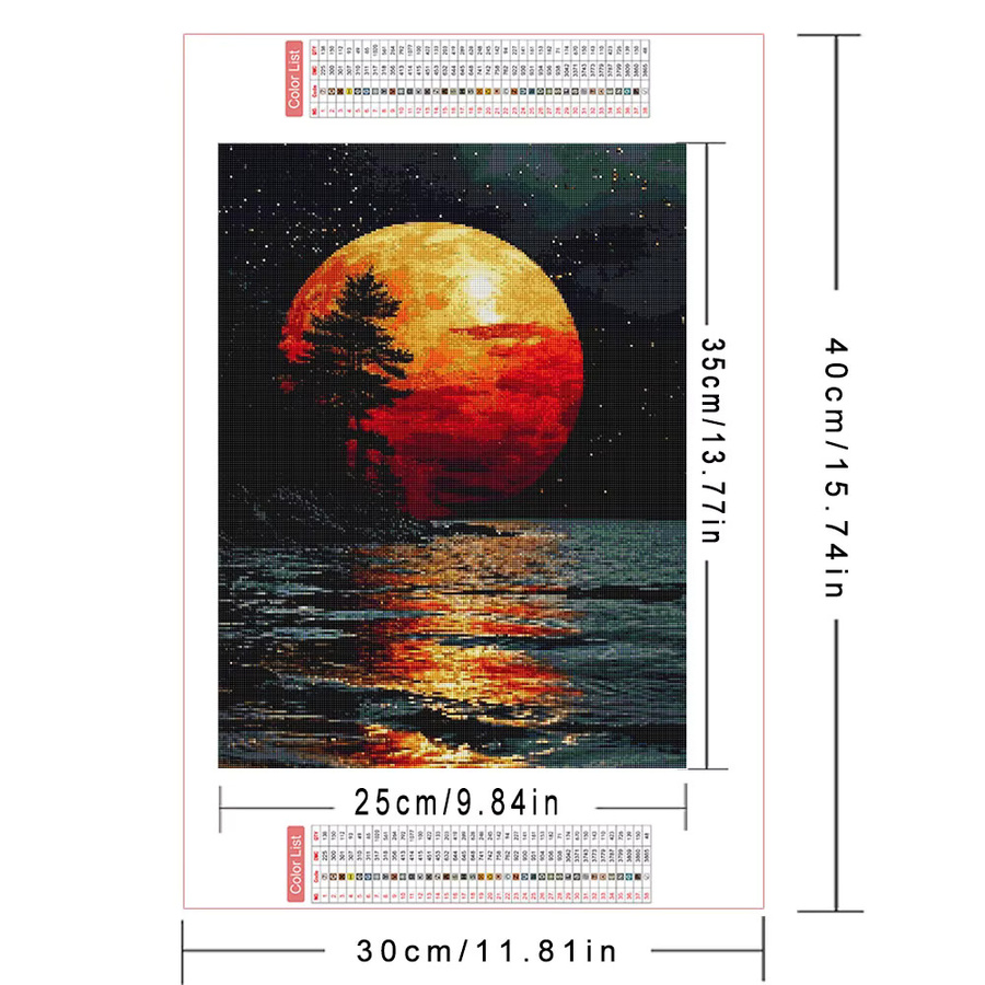 AZQSD Diamantmalerei Meereslandschaft mit Sternenhimmel und Sonnenuntergang, Vollbohr-Set als Bastelset für Erwachsene, Mehrfarbig, Breite: 30 cm, Höhe: 20 cm - Bild 2