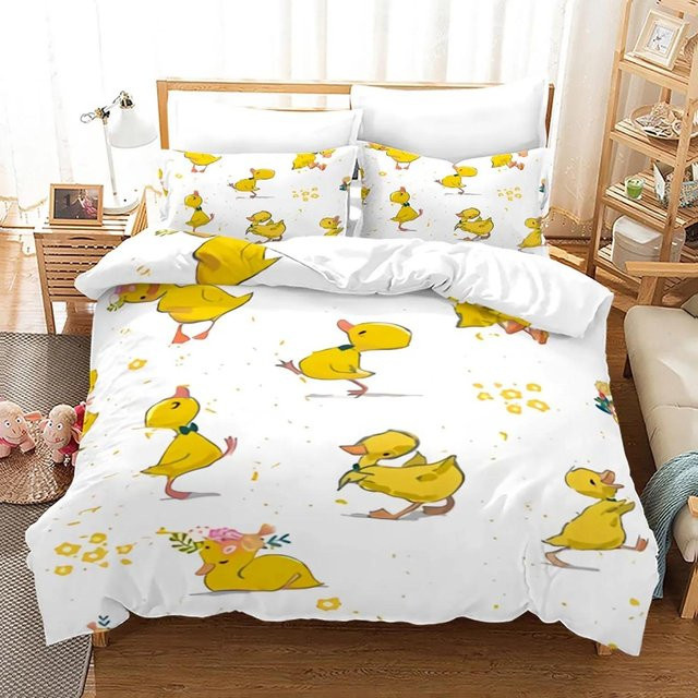 Bettwäsche Set Kleine Ente mit 3D-Druck in Gelb und Weiß von JMG Household Supplies, Material Mikrofaser, B/H: 140 x 210 cm - Bild 1