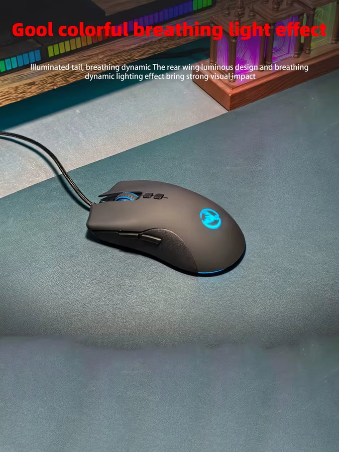 HXSJ Gaming-Maus in Schwarz mit USB-A Anschluss für PC - Bild 3