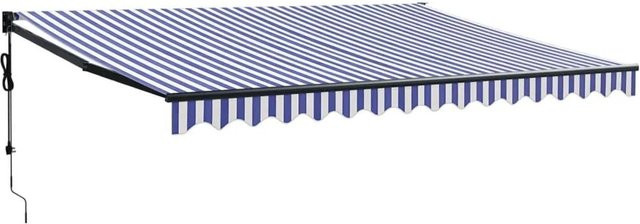vidaXL Elektrische Markise mit Kurbel in Blau-Weiß, B: 4,5 m, T: 3 m - Bild 1
