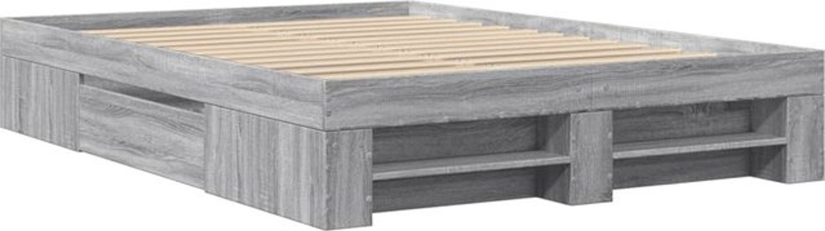 vidaxl Funktionsbett Bettgestell aus Holzwerkstoff in Grau, B/T/H: 140 x 200 cm - Bild 1