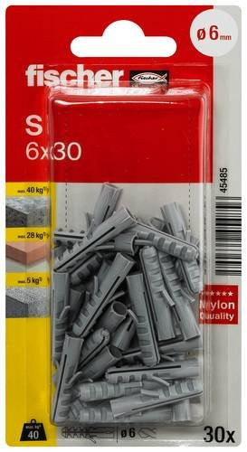 Fischer S 6 K NV Dübel aus Nylon in Grau, Durchmesser: 30 mm - Bild 1
