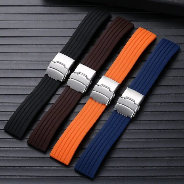 VNWCT Uhrenarmband Gummi, gestreift, Unisex - Bild 1