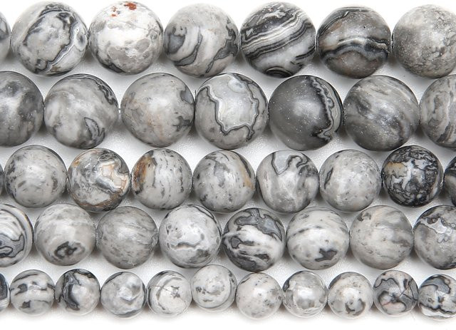 Tony and Beads Naturstein-Karte-Jaspis, runde Perlen, 38,1 cm Strang - Bild 1