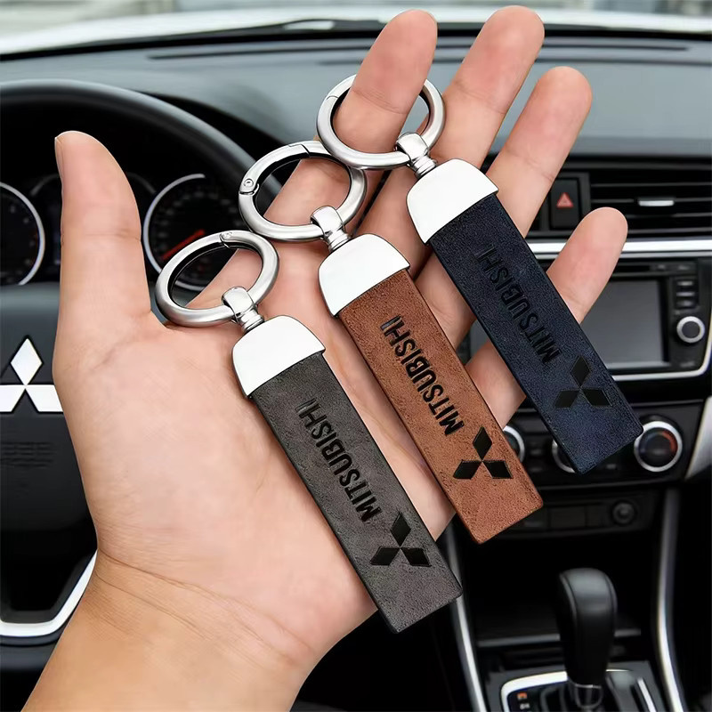 Mitsubishi Schlüsselanhänger, Vintage-Leder, Zinklegierung - Bild 2