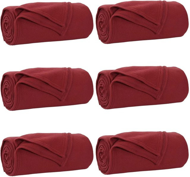 6er-Set vidaXL Wohndecken aus Fleece in Bordeauxrot, B: 270 cm, T: 240 cm - Bild 1