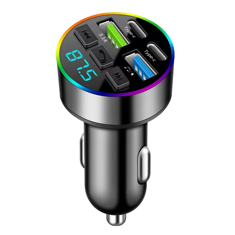 Multifunktionaler Bluetooth 5.0 FM-Transmitter und Auto-Ladegerät mit MP3-Musikplayer und USB-Anschluss in Schwarz - Bild 4