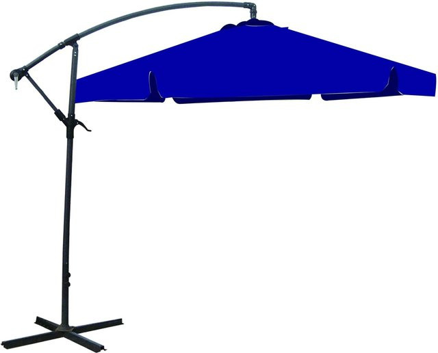 DELUKE Ampelschirm CALLI 6-Eckig in Blau mit Ständer, Durchmesser: 300 cm, aus wasserabweisendem Polyester und Aluminium mit UV-Schutz - Bild 1