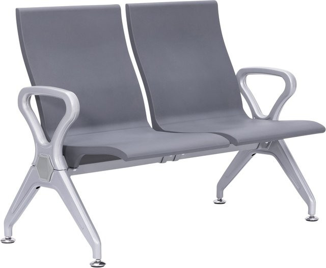 CLP Wartebank Ermin im Airport-Stil mit Lehne, graue Sitzbank für Flur und Wartezonen mit robustem Aluminiumgestell - Bild 1
