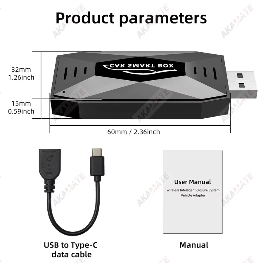 AKAMATE 3in1 Mini AI Box Autoradio-Adapter mit Wireless CarPlay, Android Auto und Bluetooth, unterstützt Netflix, YouTube und TikTok, Farbe: Schwarz, Anschluss: USB Typ-C - Bild 6