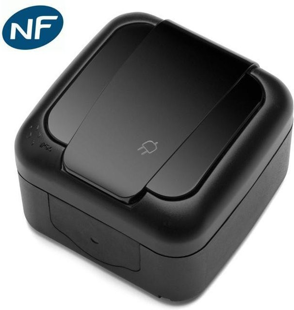 VIKO Steckdose 2P+T in Schwarz mit IP54 Schutzart - Bild 1