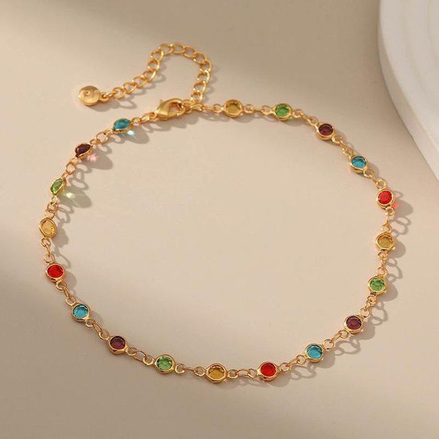 YULIN Knöchelkettchen, Gold, Perle, Kristall, Damen - Bild 1