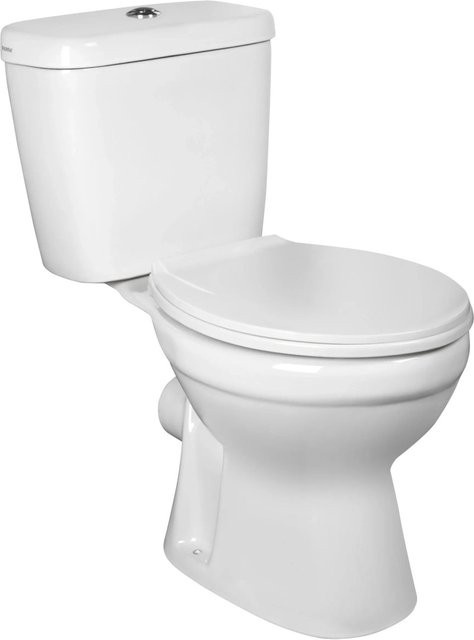 Kerra C-Clear Stand-WC-Kombination aus Keramik in Weiß mit horizontalem Abgang und WC-Sitz - Bild 1