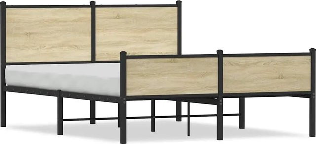 vidaXL Metallbett in Sonoma-Eiche ohne Matratze, B/T: 140 x 190 cm - Bild 1