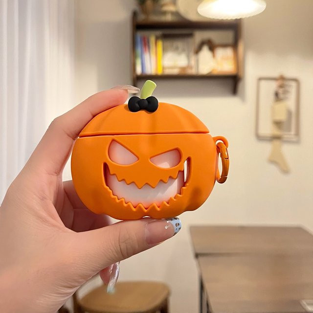 Apple Halloween-Kürbis Schutzhülle für AirPods 4, AirPods Pro 2, Pro, 3, 2, 1 in Orange - Bild 1