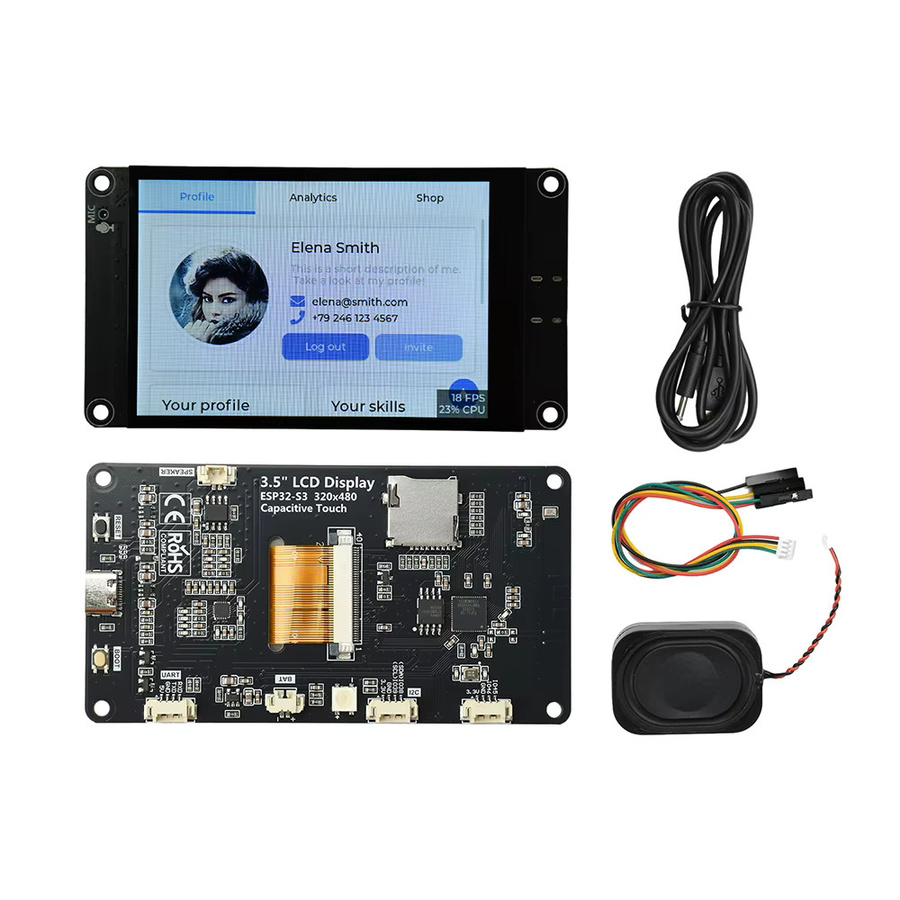 Gaqqee ESP32-S3 Entwicklungsboard mit 3,5 Zoll Smart-Touchscreen, WiFi und Bluetooth, Schwarz - Bild 7