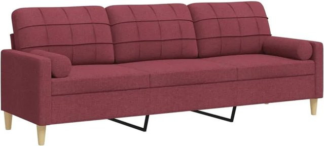 vidaXL 3-Sitzer Sofa in Weinrot mit Zierkissen und abnehmbaren Bezügen, Breite: 226 cm, Tiefe: 80 cm, Höhe: 77 cm - Bild 1
