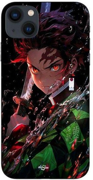 Maniacase Handyhülle für iPhone 13 mini aus Silikon in Schwarz mit Demon Slayer Tanjiro Kamado Design - Bild 1