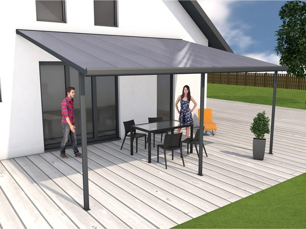 Gutta Terrassenüberdachung in Anthrazit, B: 546 cm, T: 406 cm