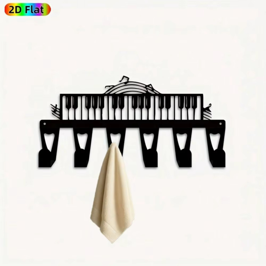 CIFBUY Vintage Wandhaken aus Eisen in Schwarz mit Musiknoten-Design und 6 schlüsselförmigen Haken - Bild 2
