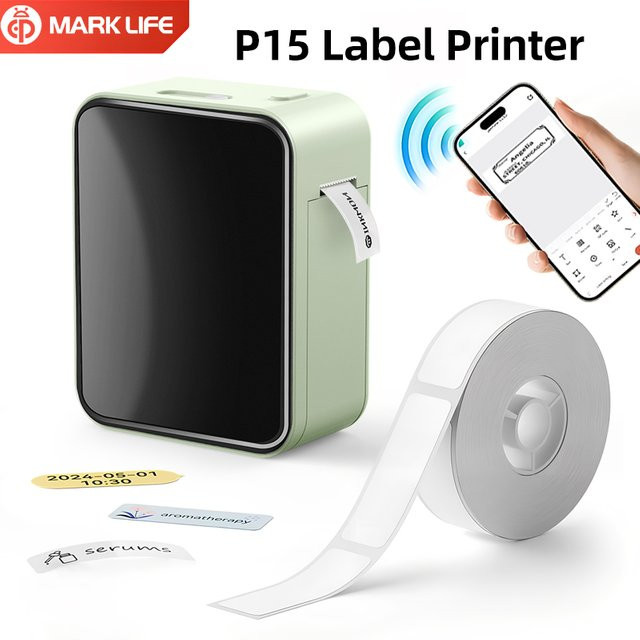 Marklife P15 Thermo-Etikettendrucker, tragbarer kabelloser Bluetooth-Drucker für Küche, Büro und DIY-Projekte - Bild 1