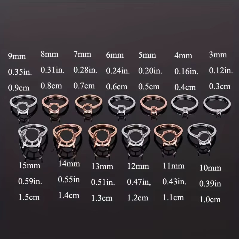 weainy Ringfassungen, 925 Silber, Roségold, 3–15 mm - Bild 2