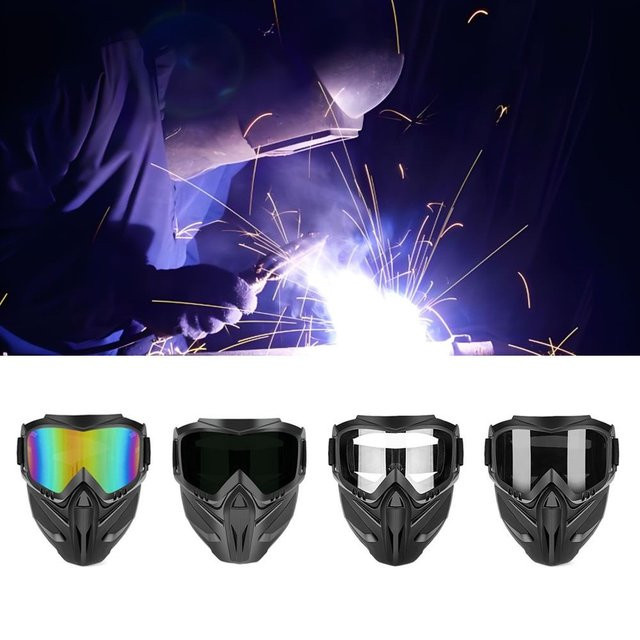 Schlagfeste Schweißbrille mit automatischer Verdunkelung und abnehmbarer Schnitt-Schweißmaske in Schwarz - Bild 1