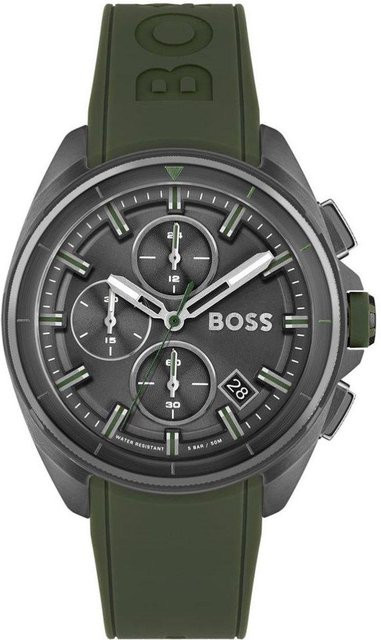 Hugo Boss Chronograph, Quarz, Edelstahl, 44 mm, Silikon, Grau, Herren - Bild 1