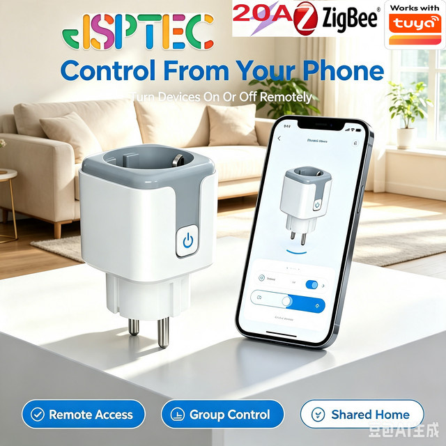 Tuya Smart Plug Zigbee EU 20A Smart-Steckdose mit Stromüberwachung in Weiß, kompatibel mit Alexa und Google Home - Bild 1
