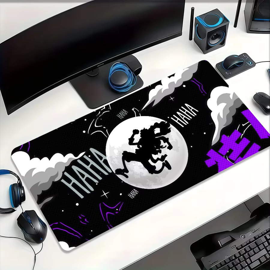One Piece Luffy Gear 5 Kunst-Mauspad Schwarz-Weiß, großes rutschfestes Mauspad für Schreibtisch und Tastatur - Bild 4
