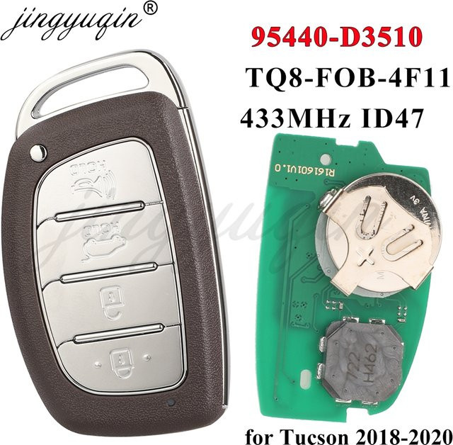 Jingyuqin Smart Auto Schlüssel für Hyundai Tucson 2018 2019 2020 Fernbedienung Keyless Karte 433 MHz ID47 Schwarz - Bild 1