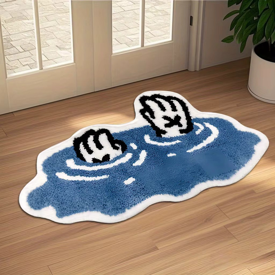 VIKAMA Bodenmatte Cartoon Waterlogged Palm in Blau, maschinenwaschbar und weich, B/T: 60 x 40 cm - Bild 3