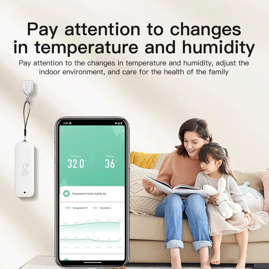 Tuya Smart WiFi Temperatur und Feuchtigkeit Sensor IP65 wasserdicht mit SmartLife App Steuerung und Alexa Integration in Schwarz oder Weiß - Bild 3
