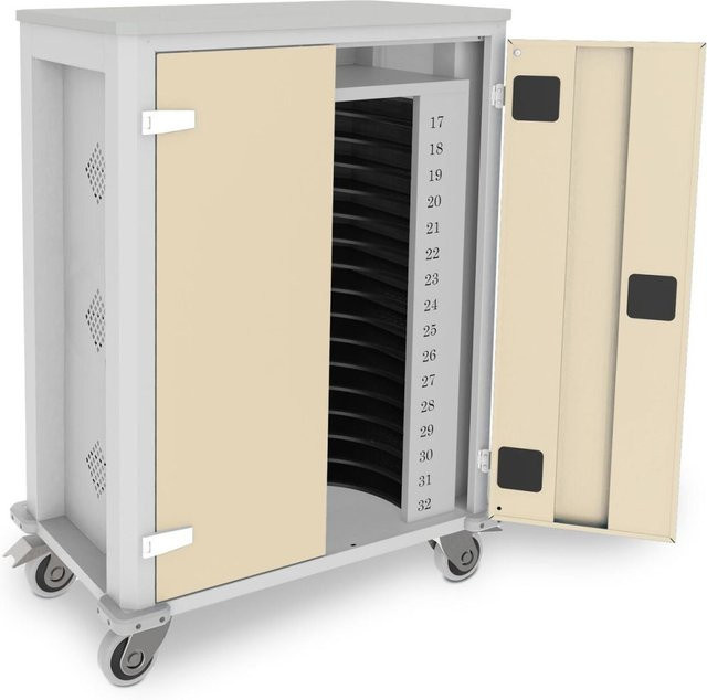 rotstahl Tabletwagen Power für 32 Tablets in Elfenbein mit lichtgrauem Korpus, B/T/H: 73 x 44 x 105 cm - Bild 1