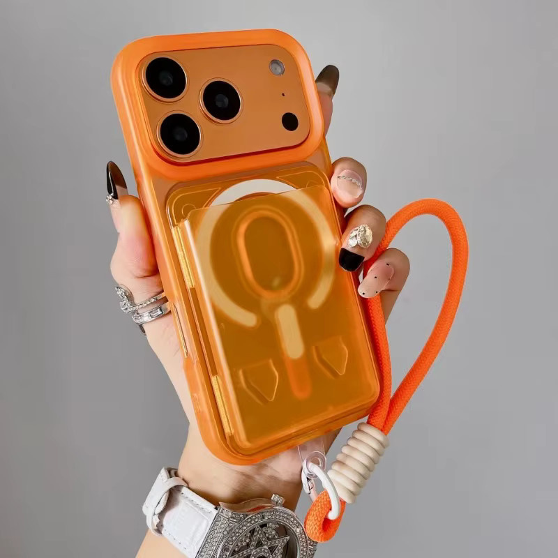 MagSafe Magnetische Handyhülle mit Handgelenkband und Kartenfach für iPhone 11 bis 17 Pro Max in Transparent - Bild 1