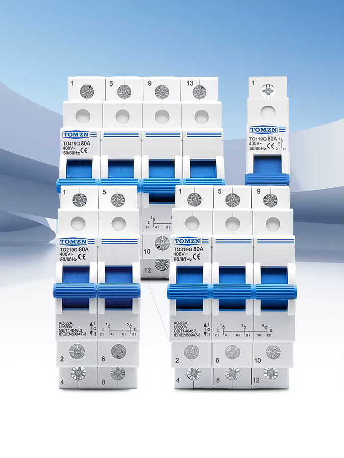 TOMZN TO419G Manueller Doppelstrom-Umschalter MTS 1234P 400V 80A mit Isolierung und Verriegelung - Bild 2