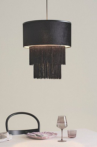 Jotex REGENCY VELVET Pendelleuchte in Schwarz mit Gold/Messing, Stoff und Metall - Bild 1