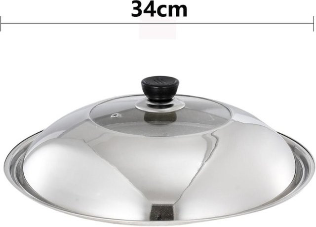 Mingzhen Kochtopfdeckel aus Glas und Edelstahl, Farbe: Silber, Durchmesser: 34 cm - Bild 1