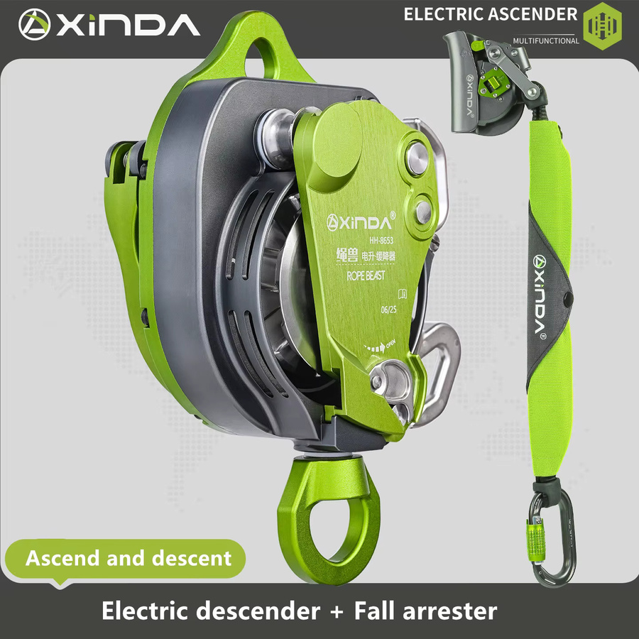 Xinda Electric Ascender Kit Elektrischer Lift mit Absturzsicherungsset in Grün für Seilzugang und Outdoor-Aktivitäten - Bild 2