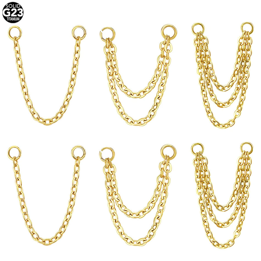 Xpircn Doppel Kette für Nase Labret, Titan, Silber, Damen - Bild 2