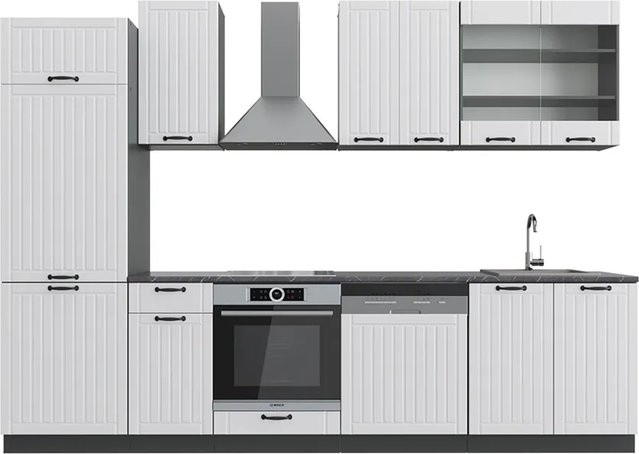 Vicco Fame-Line Küchenzeile im Landhausstil in Weiß und Anthrazit, Breite: 300 cm - Bild 1