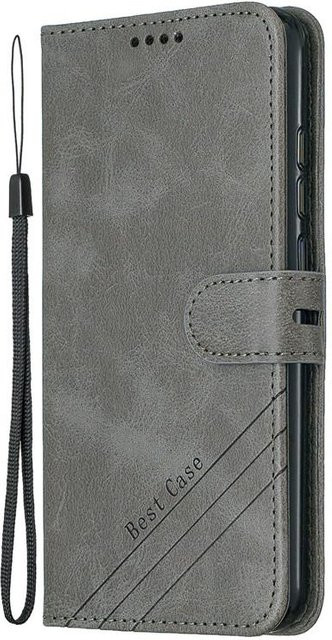 Leder-Flip-Case für Samsung Galaxy A10, A10S, A01 und A11 mit magnetischer Abdeckung in Grau - Bild 1