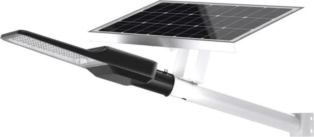 ENOVALITE LED Solar Straßenleuchte 300 W, 4300 LM, 6500 K Tageslichtweiß, Schwarz, Mastleuchte IP65 mit Fernbedienung und Dimmfunktion - Bild 1