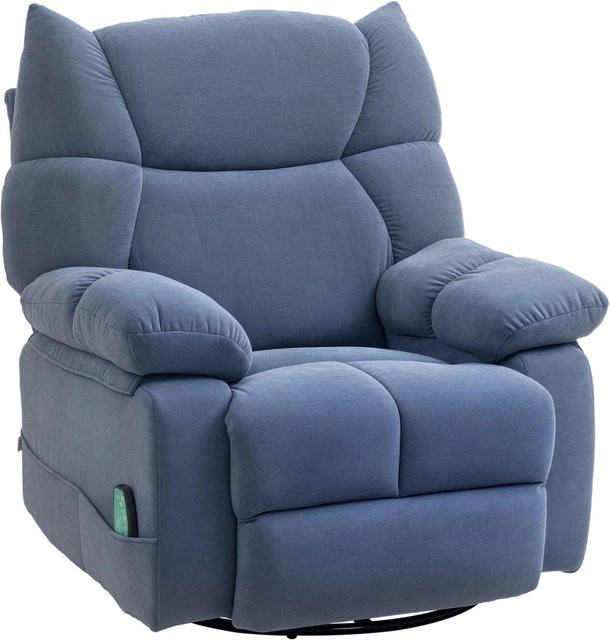 HOMCOM Relaxsessel mit elektrischer Massagefunktion, drehbar und mit Federsystem, Blau (Chenille-Stoff) - Bild 1