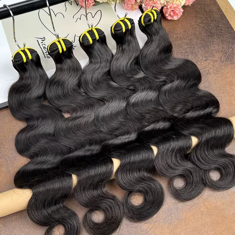 DEENTOSHAIR Body Wave Echthaar-Extensions, Welliges Haar, Naturschwarz - Bild 4