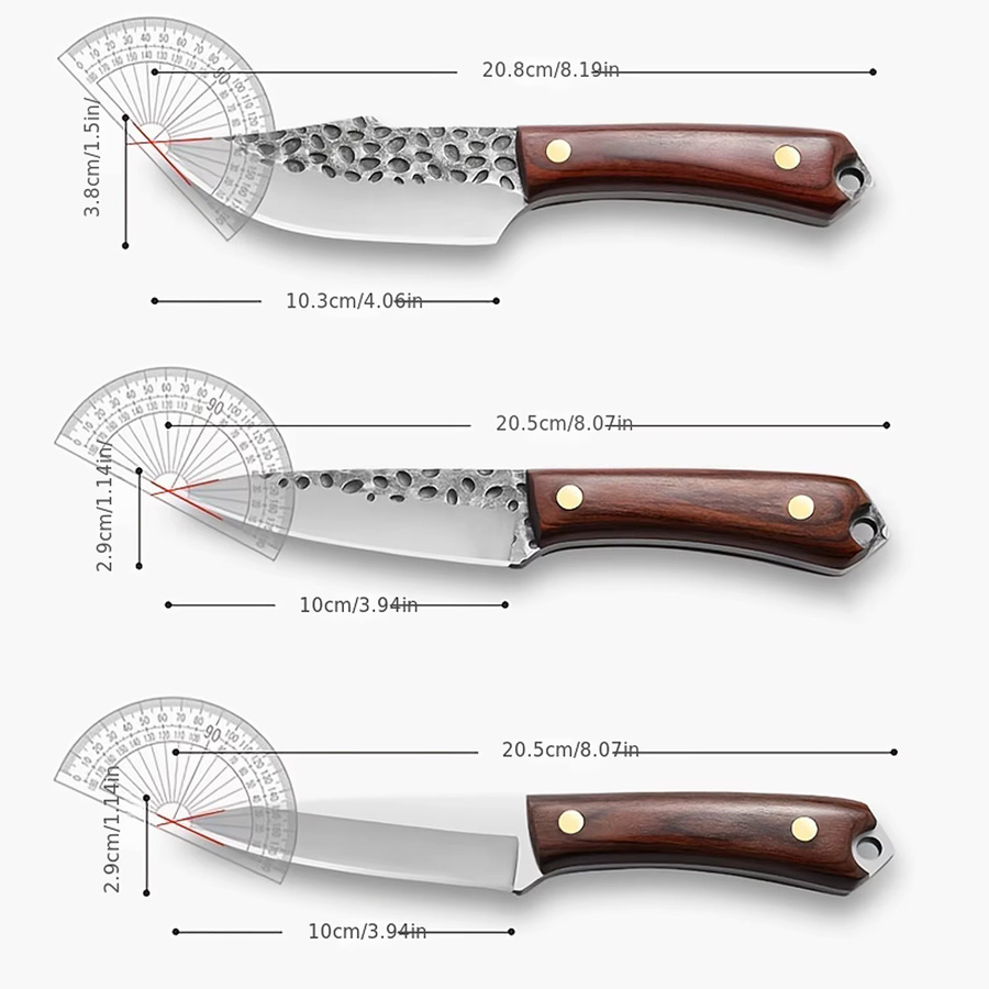 Handgeschmiedetes Küchenmesser von zxyouping mit Massivholzgriff und silberner Klinge - Bild 6