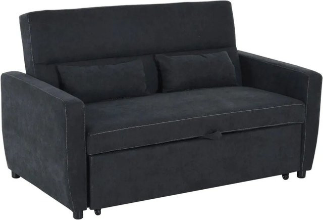 HOMCOM Schlafsofa 2-Sitzer mit Bettfunktion in Schwarz aus Samtoptik, B/H/T: 148 x 89 x 82 cm - Bild 1