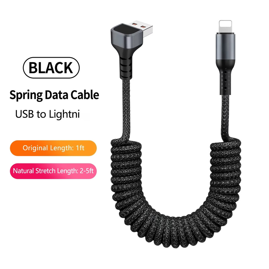 OIITH USB Typ C Spiralkabel 2,4A Schnellladekabel und Datenkabel für iPhone 14 13 12 Pro Max und iPad - Bild 4
