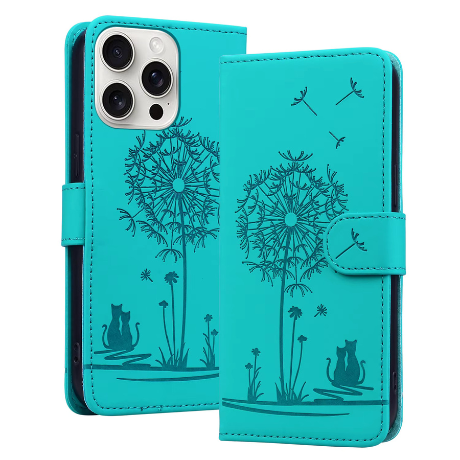 HKNR Leder Telefon Brieftasche Flip-Cover für iPhone 11 bis 16 Pro Max in Lila oder Türkis - Bild 2