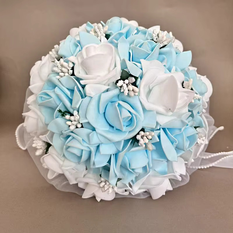Handstrauß Full Sky Star Rose von TRUE LOVE GIFT in Blau, klassisch rund und floral aus Textil für Hochzeiten und Verlobungen - Bild 2